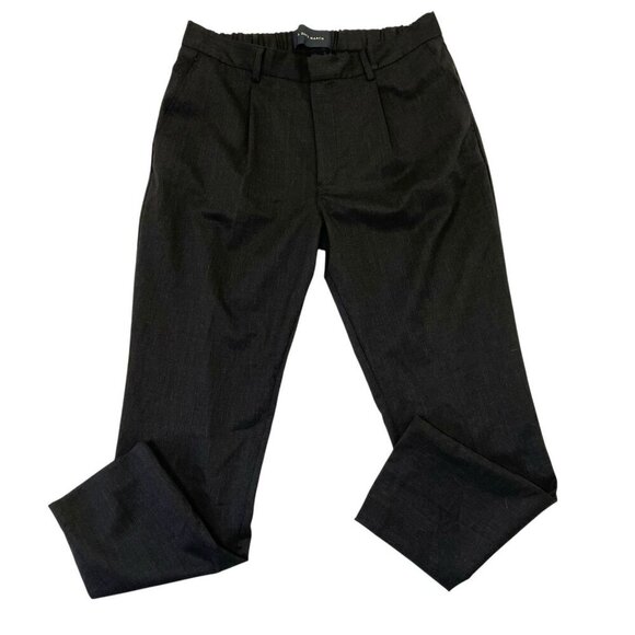 A Day's March Wool Blend Pleated Front Elastic Waist Trouser Pant Black size 54 - Picture 1 of 10